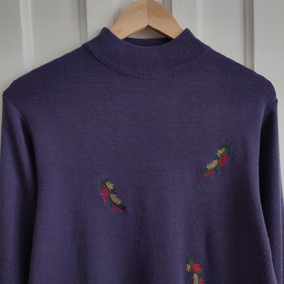 Women's sweater top mock neck wool sweater 80s 90s vintage sweater - Picture 3 of 4